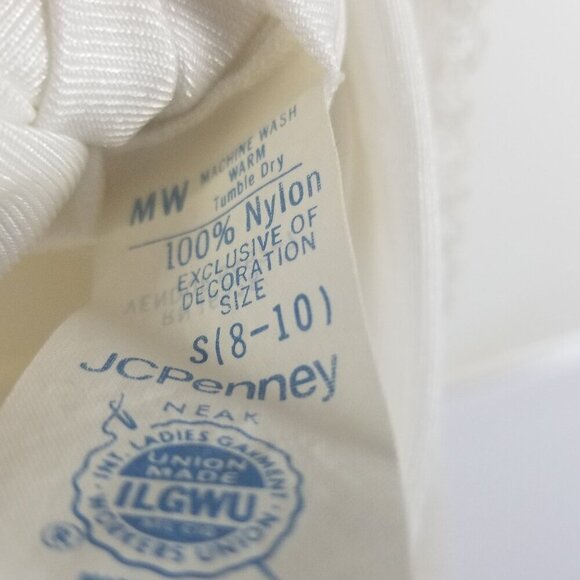 Vintage J C Penny's Nylon White Pink Floral Embroidery Nightgown Sz 8-10 - Picture 6 of 6